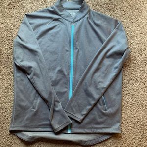 Peter Millar full zip, lightweight jacket. Men’s Large. Gray, accent blue zip